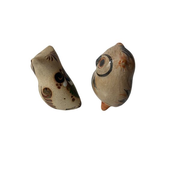 Tonala Pottery Owls Mexico Bird Multiple Colors, Wide Eyed 2 Owls included - Picture 3 of 9
